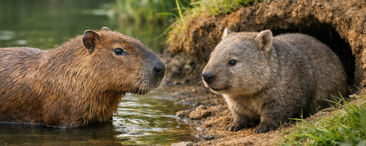 Capybara and wombat