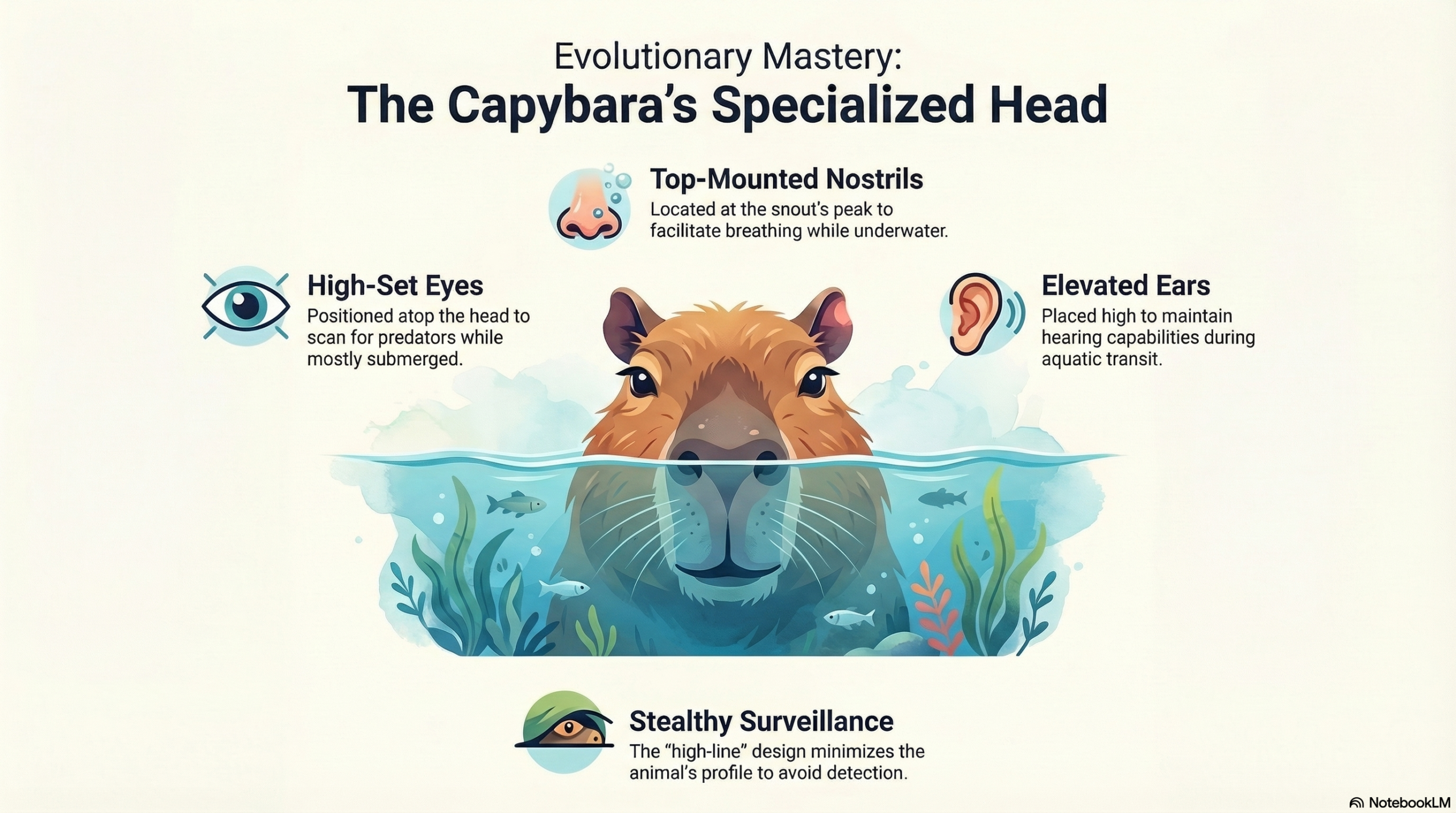 capybara's head, highlighting